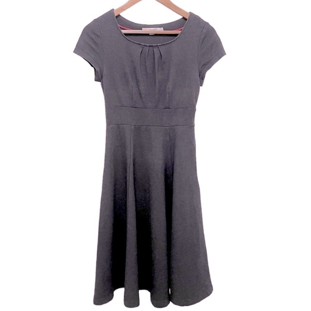 BODEN Chancery Dark Grey Midi Fit & Flare Ponte Knit Dress Size 2R